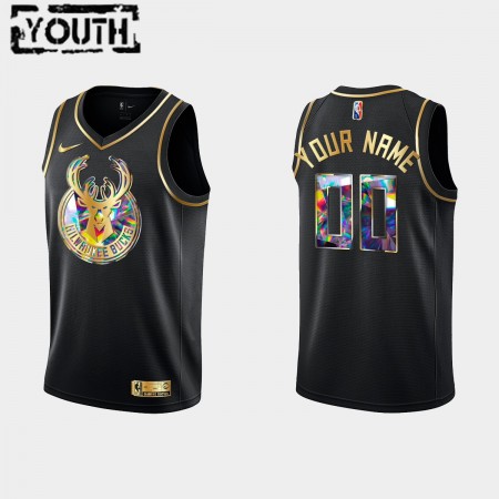 Dres Milwaukee Bucks  Prilagođeni Nike 2021-22 Crno Golden Edition 75th Anniversary Diamond Swingman - Dječji